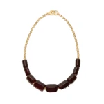 Max Mara Ragno Resin and Metal Choker Necklace in Bordeaux | Necklace | Luxury Shoes 