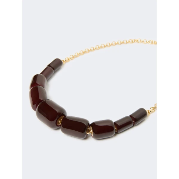Max Mara Ragno Resin and Metal Choker Necklace in Bordeaux | Necklace | Luxury Shoes 