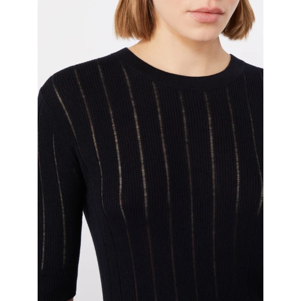 Max Mara Ragno Slim Wool and Silk Sweater in Navy | Sweaters | Luxury Shoes 