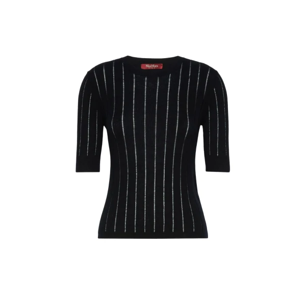 Max Mara Ragno Slim Wool and Silk Sweater in Navy | Sweaters | Luxury Shoes 