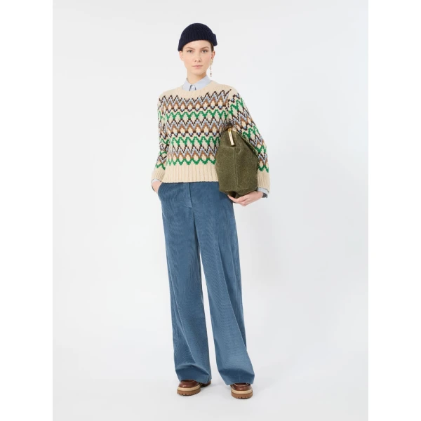 Max Mara Ranch Jacquard Wool and Cashmere Jumper in Green | Sweaters | Luxury Shoes 