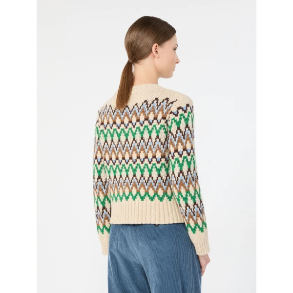 Max Mara Ranch Jacquard Wool and Cashmere Jumper in Green | Sweaters | Luxury Shoes 