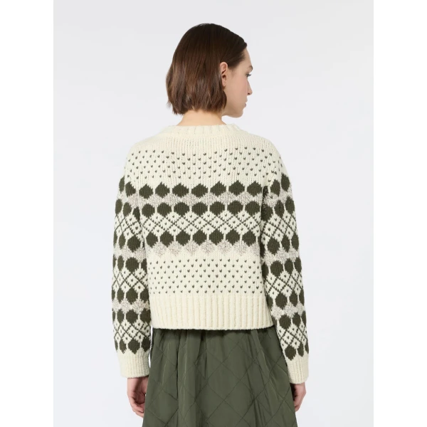 Max Mara Ranch Jacquard Wool and Cashmere Jumper in Khaki | Sweaters | Luxury Shoes 