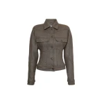 Max Mara Rapace Felted Wool Trucker Jacket in Brown Grey | Blazers | Luxury Shoes 
