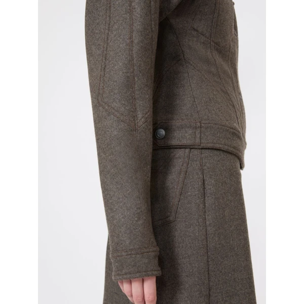 Max Mara Rapace Felted Wool Trucker Jacket in Brown Grey | Blazers | Luxury Shoes 