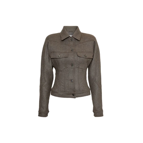 Rapace Felted Wool Trucker Jacket in Brown Grey