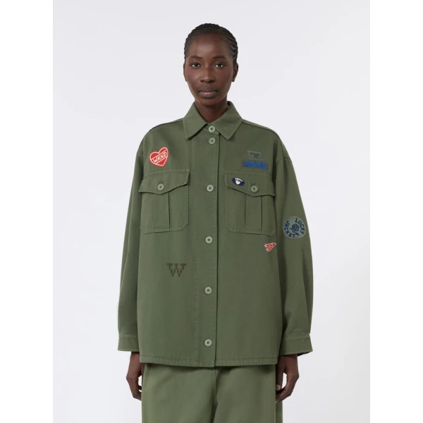Max Mara Razza Embroidered Cotton Canvas Jacket in Khaki | Blazers | Luxury Shoes 