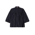 Max Mara Rea Flared Taffeta Shirt in Ultramarine | Shirts | Luxury Shoes 