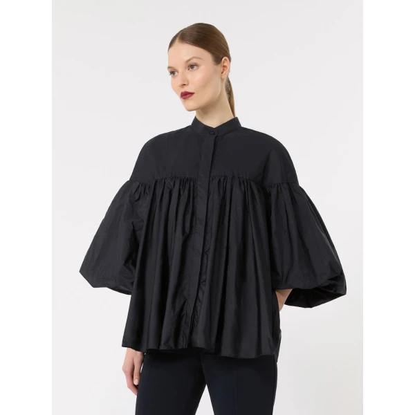 Max Mara Rea Flared Taffeta Shirt in Ultramarine | Shirts | Luxury Shoes 