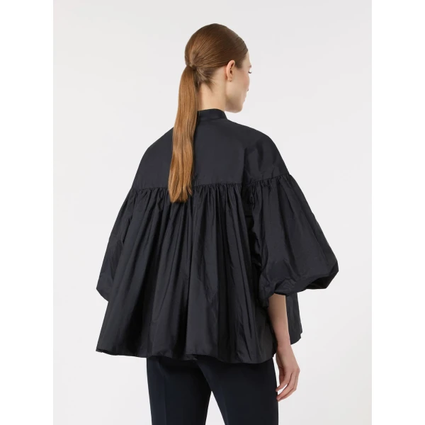 Max Mara Rea Flared Taffeta Shirt in Ultramarine | Shirts | Luxury Shoes 