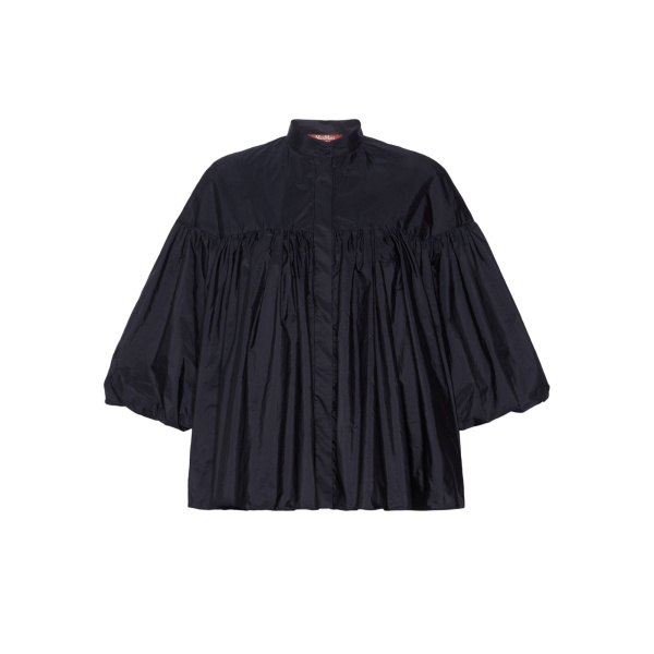 Max Mara Rea Flared Taffeta Shirt in Ultramarine | Shirts | Luxury Shoes 