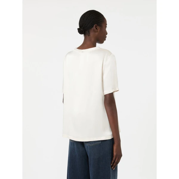 Max Mara Rea Viscose Satin T-Shirt Blouse in Ivory | Blouse | Luxury Shoes 