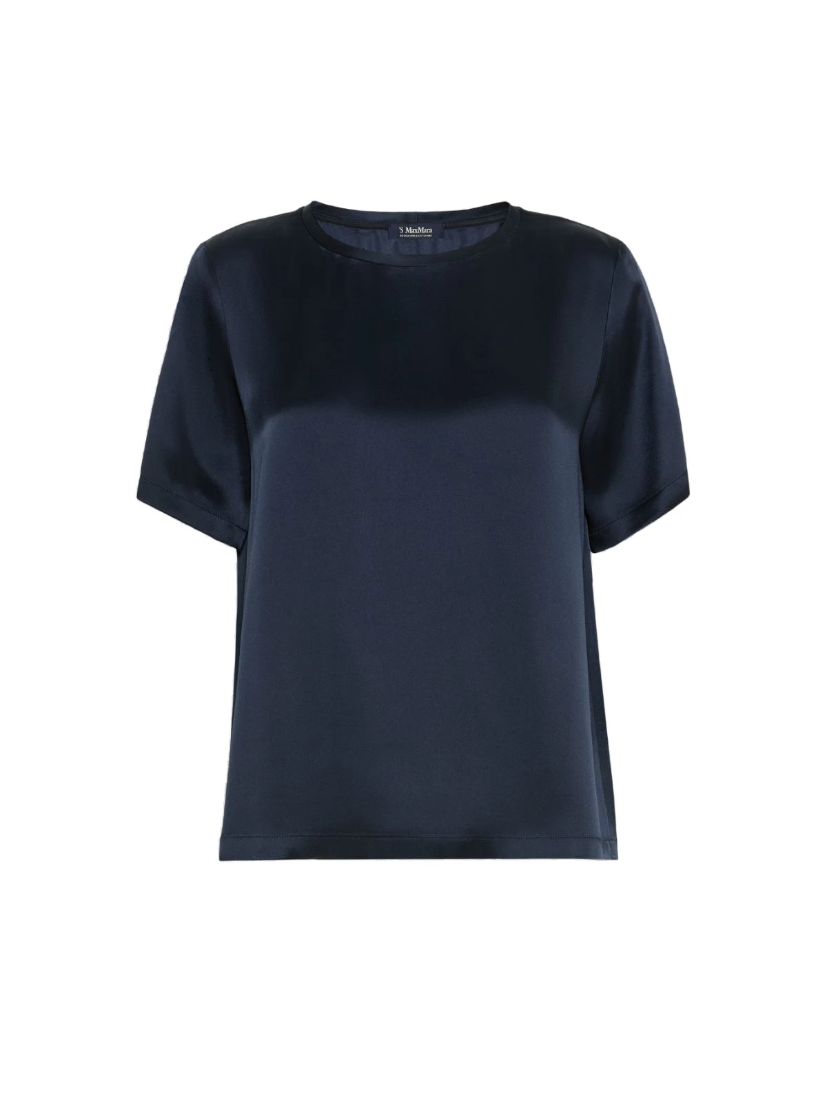 Max Mara Rea Viscose Satin T-Shirt Blouse in Midnight Blue Max Mara Rea Viscose Satin T-Shirt Blouse in Midnight Blue | Blouse | Luxury Shoes