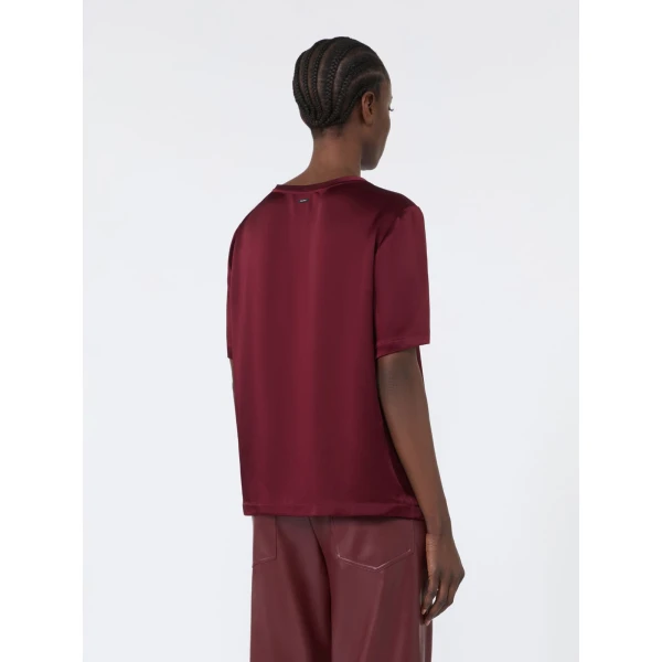 Max Mara Rebecca Satin Crew-Neck Blouse in Bordeaux | Blouse | Luxury Shoes 
