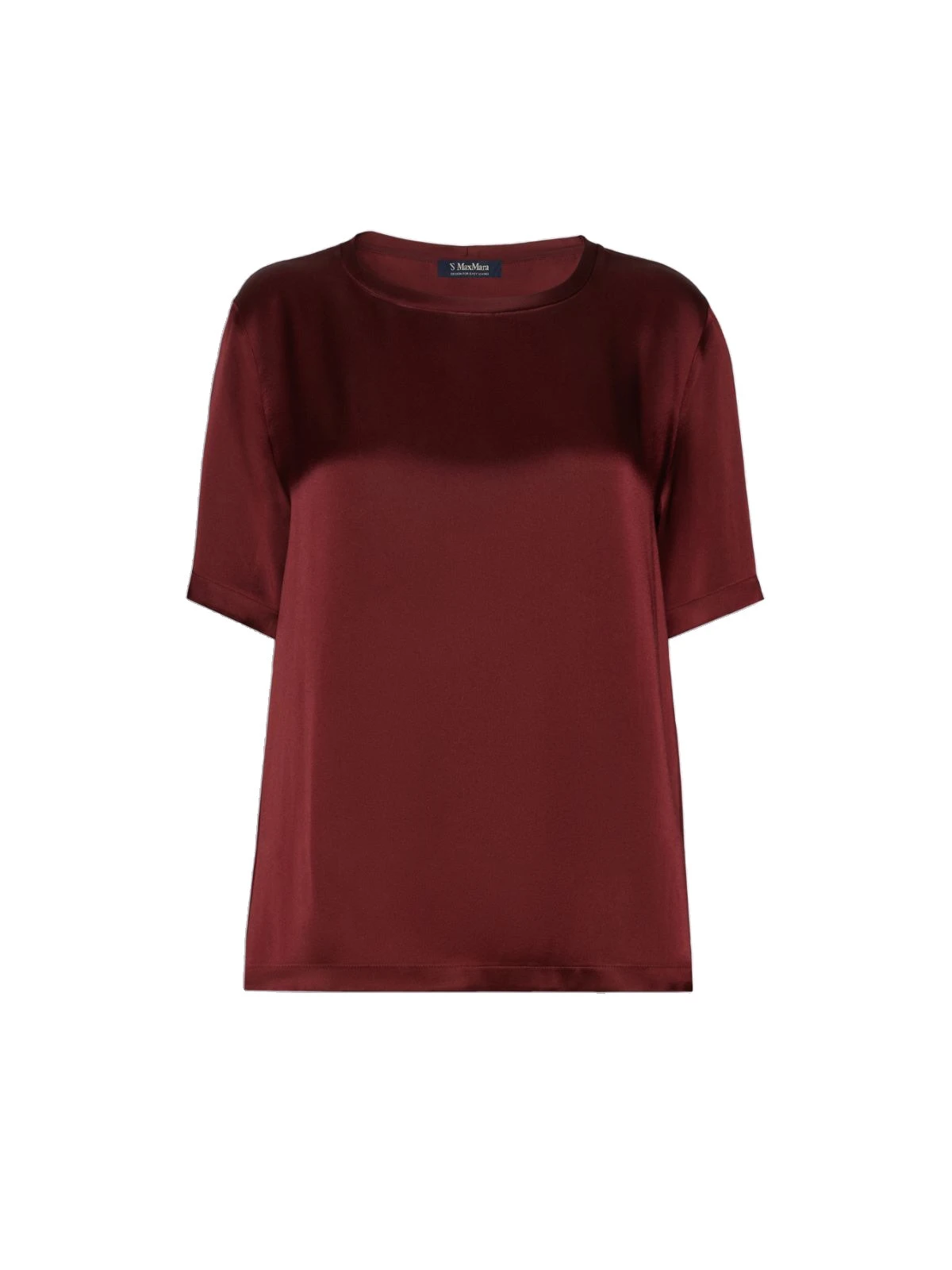 Max Mara Rebecca Satin Crew-Neck Blouse in Bordeaux Max Mara Rebecca Satin Crew-Neck Blouse in Bordeaux | Blouse | Luxury Shoes