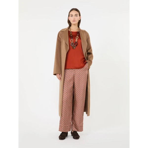 Max Mara Rebecca Satin Crew-Neck Blouse in Orange | Blouse | Luxury Shoes 
