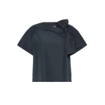 Max Mara Recente Cotton Blend Taffeta Blouse in Navy | Blouse | Luxury Shoes 