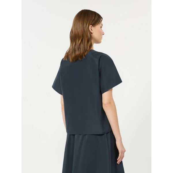 Max Mara Recente Cotton Blend Taffeta Blouse in Navy | Blouse | Luxury Shoes 