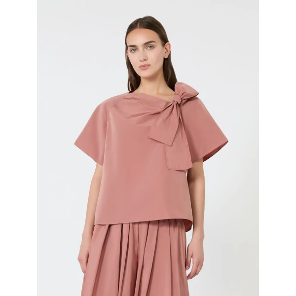 Max Mara Recente Cotton Blend Taffeta Blouse in Terra Cotta | Blouse | Luxury Shoes 