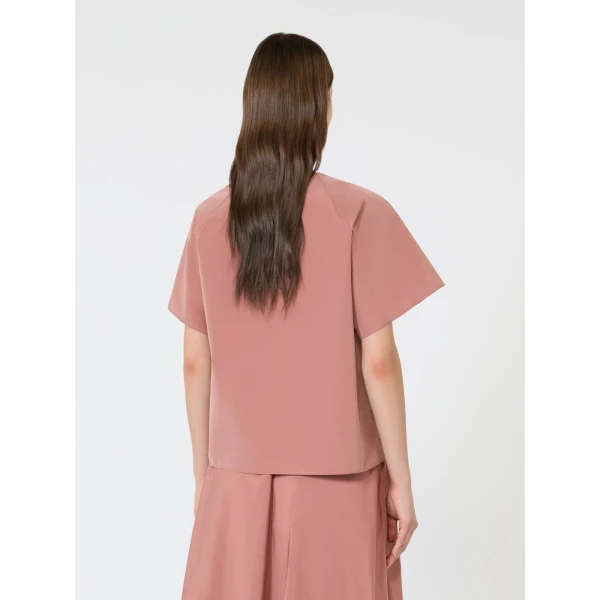 Max Mara Recente Cotton Blend Taffeta Blouse in Terra Cotta | Blouse | Luxury Shoes 