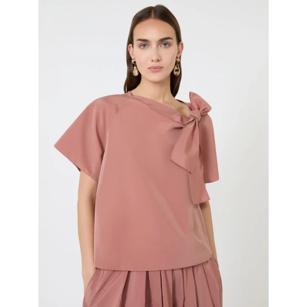 Max Mara Recente Cotton Blend Taffeta Blouse in Terra Cotta | Blouse | Luxury Shoes 