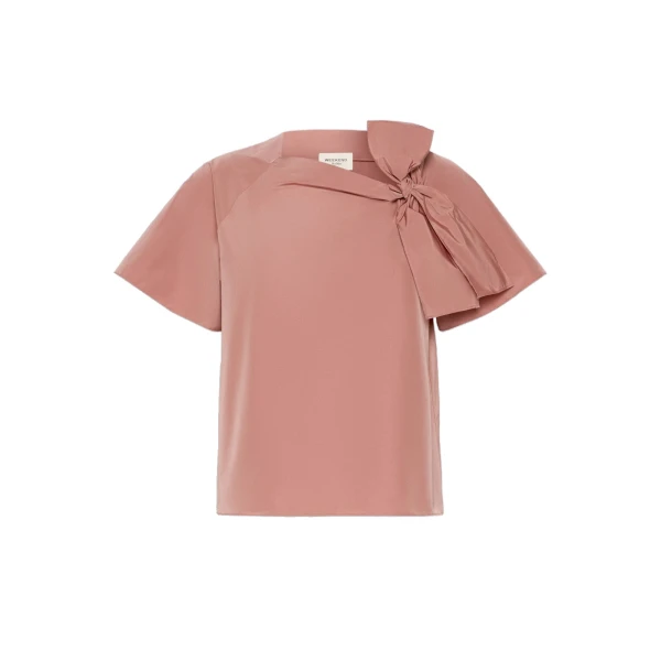 Max Mara Recente Cotton Blend Taffeta Blouse in Terra Cotta | Blouse | Luxury Shoes 