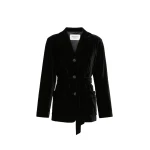 Max Mara Recente Velvet Belted Jacket in Black | Blazers | Luxury Shoes 