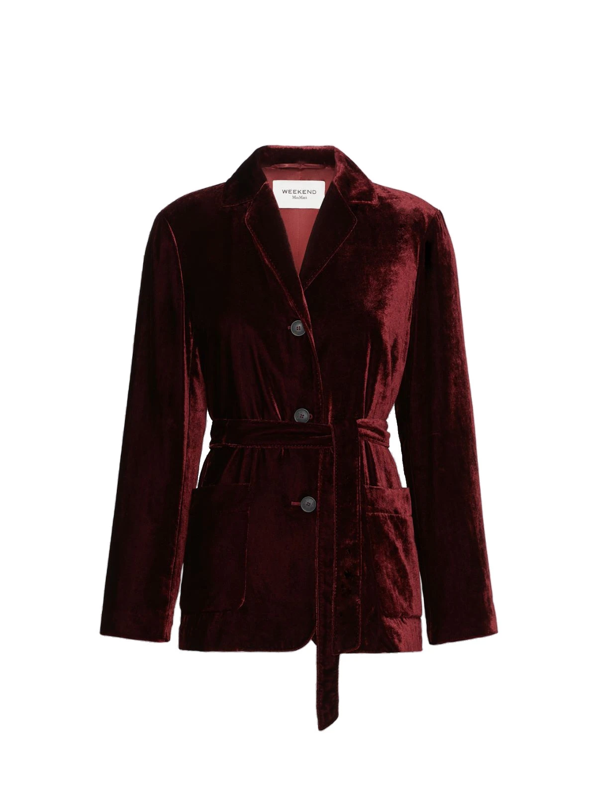 Max Mara Recente Velvet Belted Jacket in Bordeaux Max Mara Recente Velvet Belted Jacket in Bordeaux | Blazers | Luxury Shoes