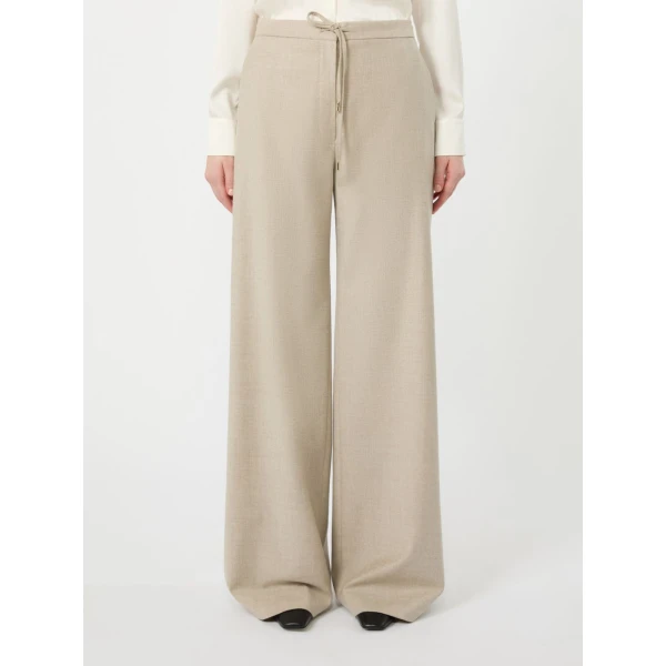 Max Mara Recente Wool Flannel Joggers in Beige | Sweatpants | Luxury Shoes 