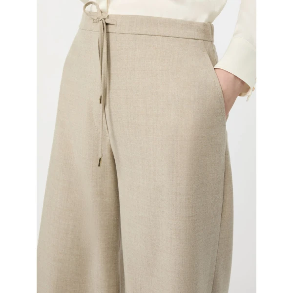 Max Mara Recente Wool Flannel Joggers in Beige | Sweatpants | Luxury Shoes 