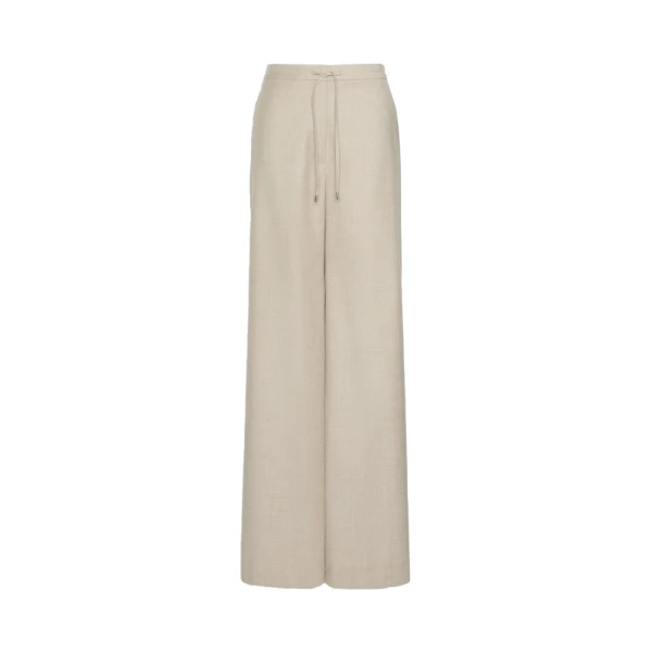 Max Mara Recente Wool Flannel Joggers in Beige | Sweatpants | Luxury Shoes 