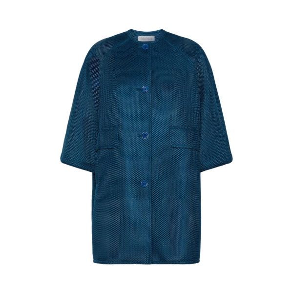 Max Mara Refolo Technical Mesh Coat in Navy | Coats | Luxury Shoes 