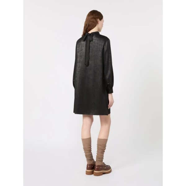 Max Mara Renna Laminated Chiffon Mini Dress in Black | Mini Dresses | Luxury Shoes 
