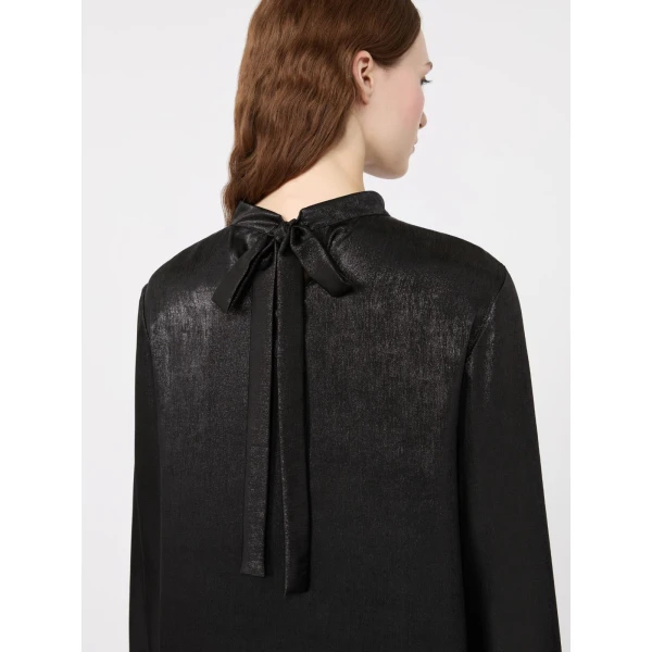 Max Mara Renna Laminated Chiffon Mini Dress in Black | Mini Dresses | Luxury Shoes 