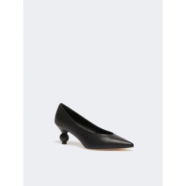 Max Mara Renza Nappa Sheepskin Court Shoes in Black | Heels | Luxury Shoes 