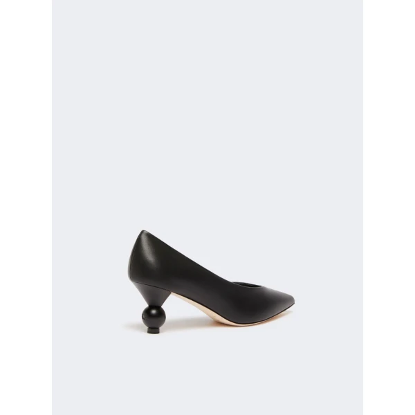 Max Mara Renza Nappa Sheepskin Court Shoes in Black | Heels | Luxury Shoes 