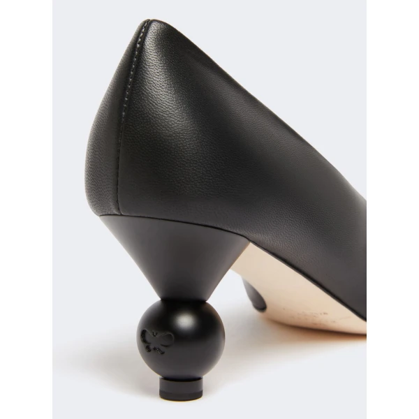 Max Mara Renza Nappa Sheepskin Court Shoes in Black | Heels | Luxury Shoes 