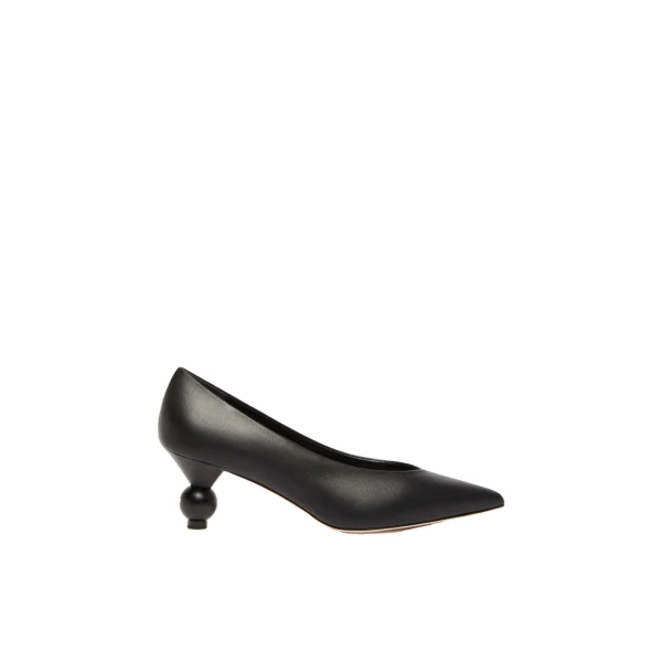 Max Mara Renza Nappa Sheepskin Court Shoes in Black | Heels | Luxury Shoes 