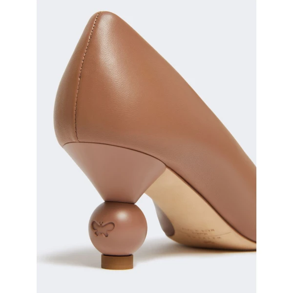 Max Mara Renza Nappa Sheepskin Court Shoes in Nude | Heels | Luxury Shoes 