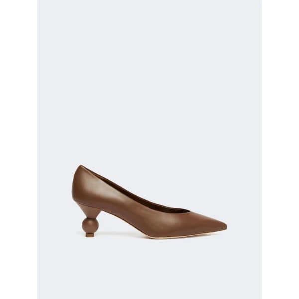 Max Mara Renza Nappa Sheepskin Court Shoes in Tobacco | Heels | Luxury Shoes 