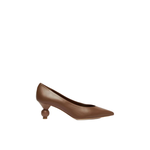 Max Mara Renza Nappa Sheepskin Court Shoes in Tobacco | Heels | Luxury Shoes 