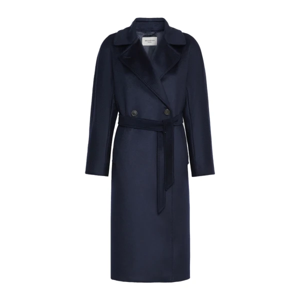 Max Mara Resina Double-Breasted Wool Coat in Navy | Wool Coat | Luxury Shoes 