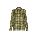 Max Mara Rete Check Silk Twill Shirt in Green | Shirts | Luxury Shoes 