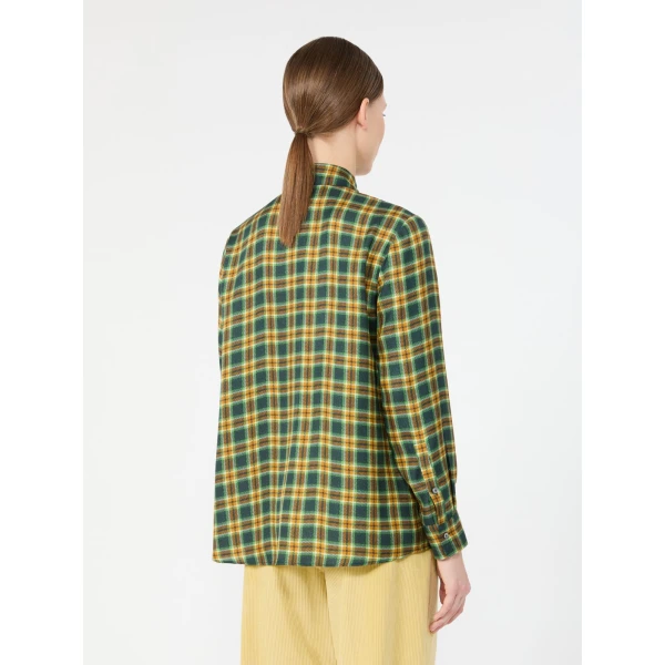 Max Mara Rete Check Silk Twill Shirt in Green | Shirts | Luxury Shoes 