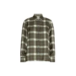Max Mara Rete Check Silk Twill Shirt in Khaki | Shirts | Luxury Shoes 