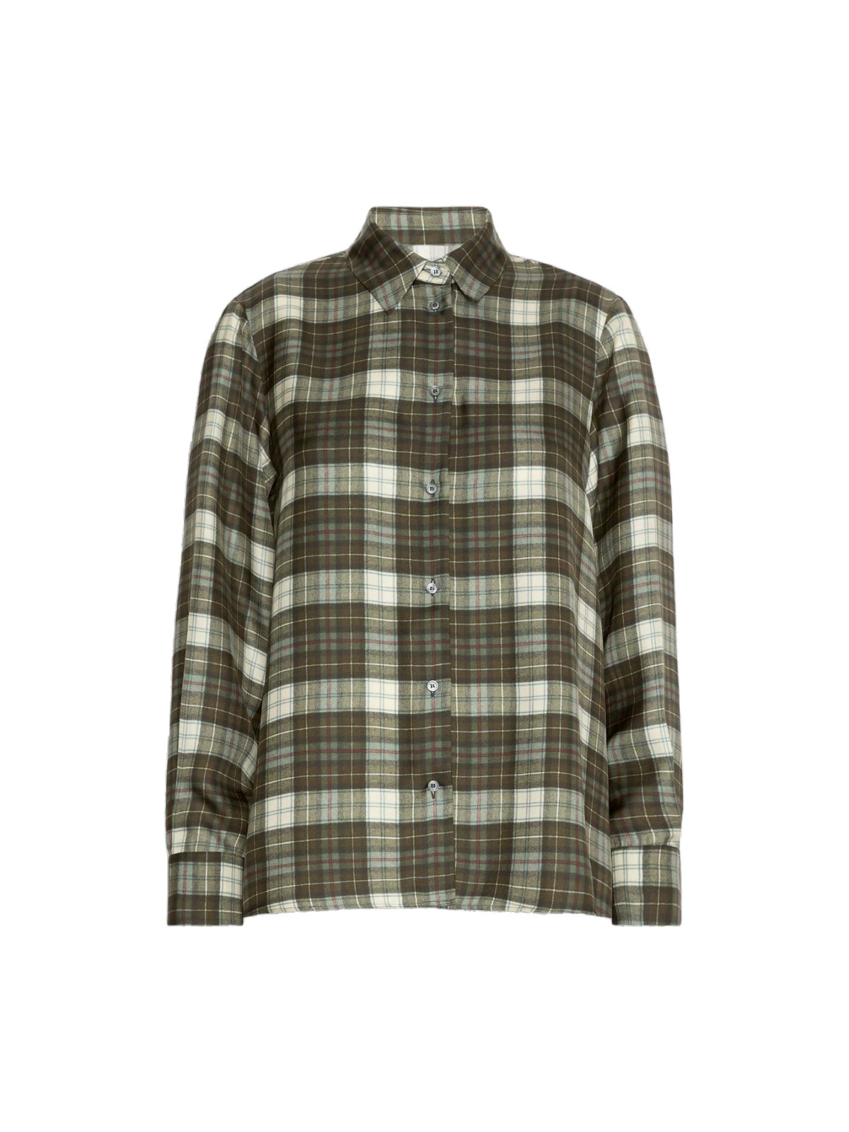 Max Mara Rete Check Silk Twill Shirt in Khaki Max Mara Rete Check Silk Twill Shirt in Khaki | Shirts | Luxury Shoes