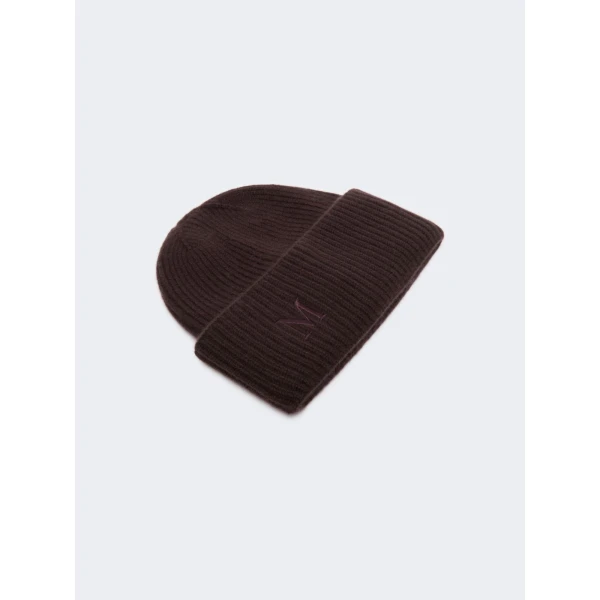 Max Mara Retina Ribbed Cashmere Beanie in Dark Brown | Hats | Luxury Shoes 