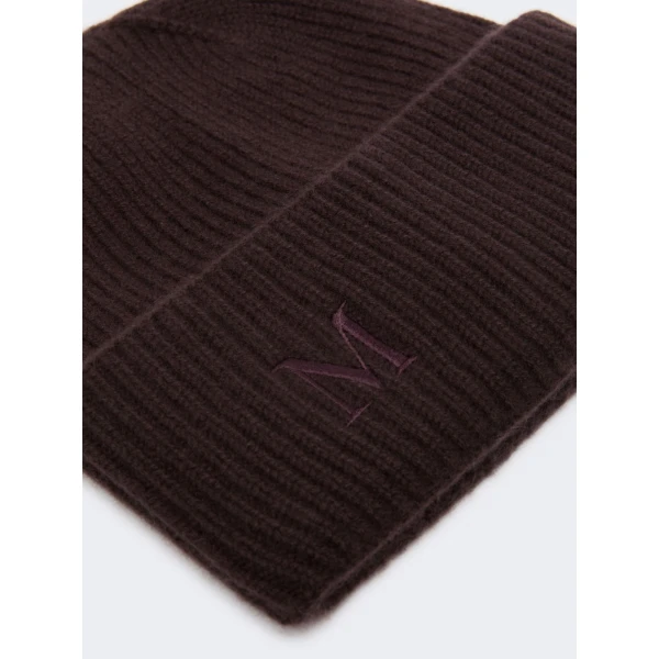 Max Mara Retina Ribbed Cashmere Beanie in Dark Brown | Hats | Luxury Shoes 