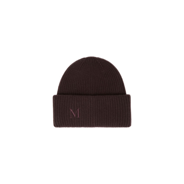 Max Mara Retina Ribbed Cashmere Beanie in Dark Brown | Hats | Luxury Shoes 