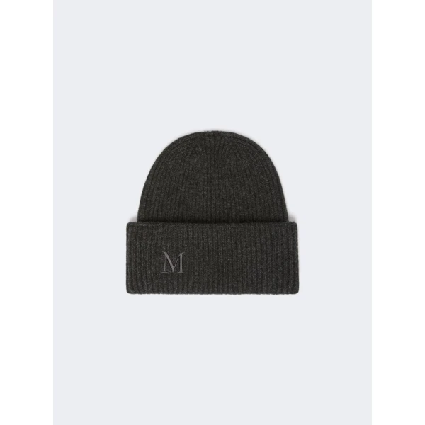 Max Mara Retina Ribbed Cashmere Beanie in Dark Grey | Hats | Luxury Shoes 